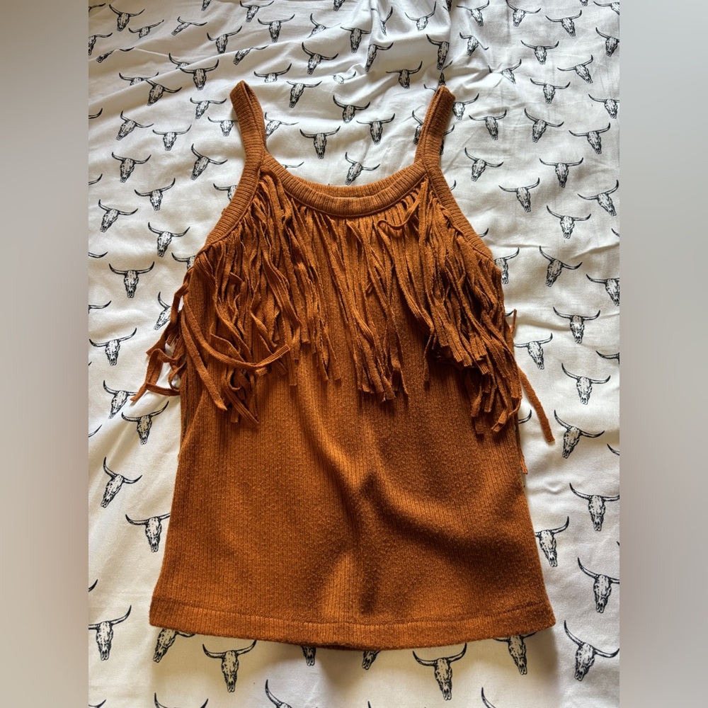 XS Orange/Rust Idyllwind Fringe Top